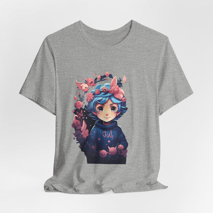 Kawaii Anime Girl Floral Fantasy T-Shirt