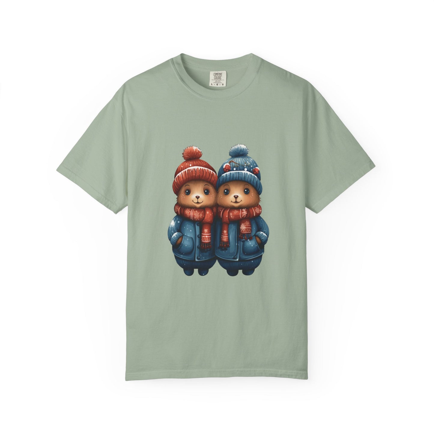 Cute Christmas Bears Couple Heavyweight Tee