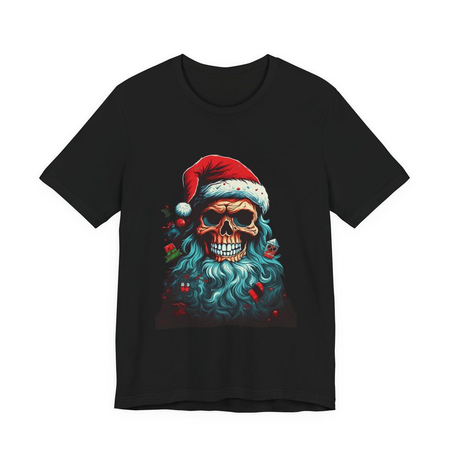 Skull Santa Christmas T-Shirt Dark Holiday Tee