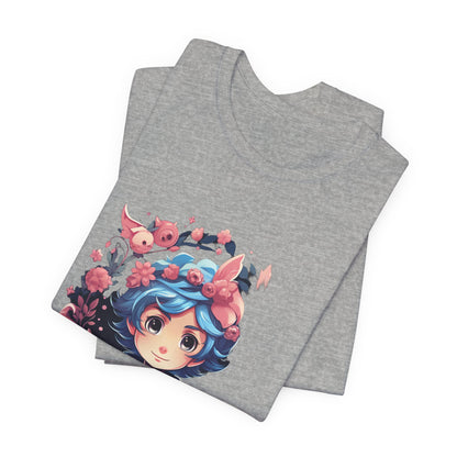 Kawaii Anime Girl Floral Fantasy T-Shirt