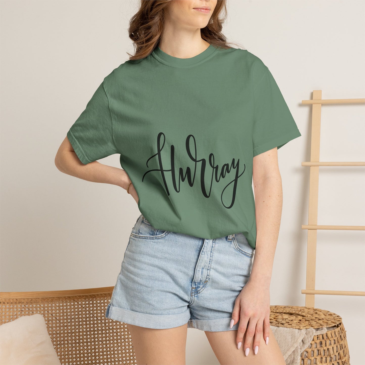 Hurray Calligraphy Script Garment-Dyed Tee