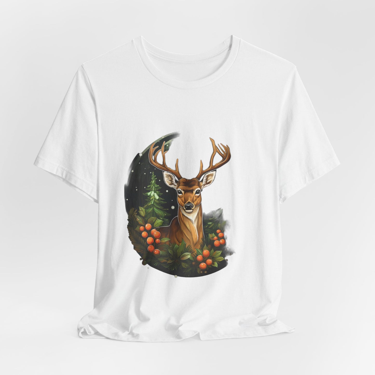 Christmas Deer T-Shirt Snowy Forest Buck Tee