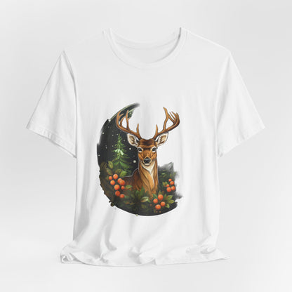 Christmas Deer T-Shirt Snowy Forest Buck Tee