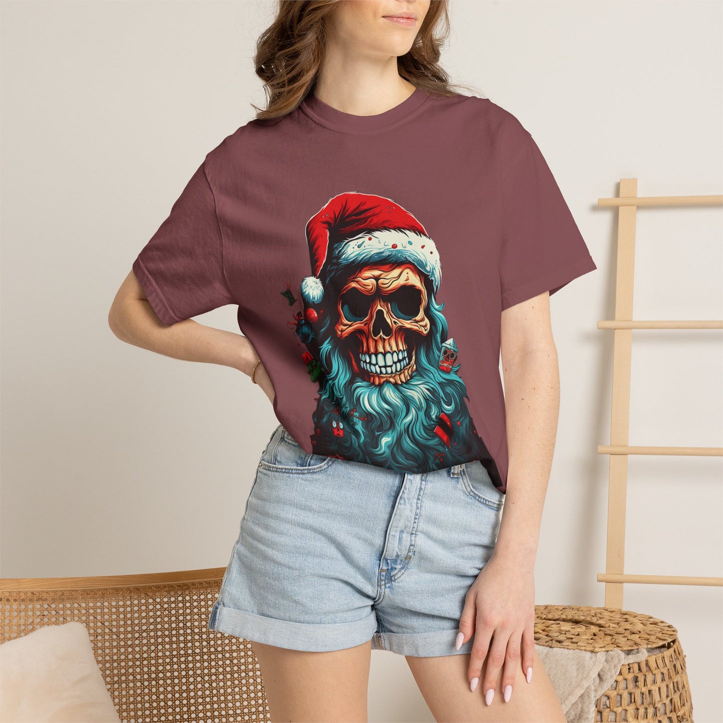Skull Santa Christmas Garment-Dyed Tee