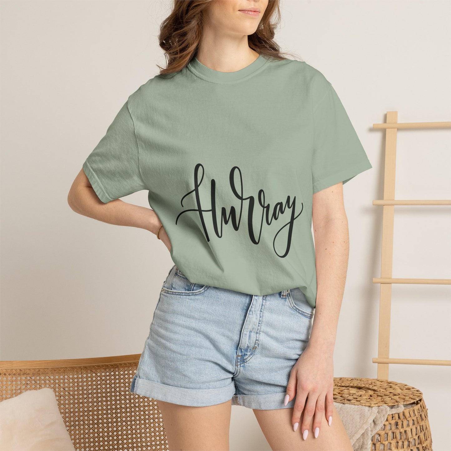 Hurray Calligraphy Script Garment-Dyed Tee