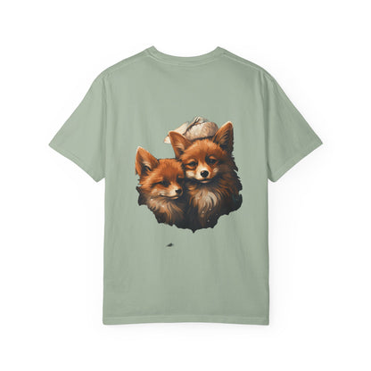 Christmas Fox Garment-Dyed Tee Cozy Winter Foxes