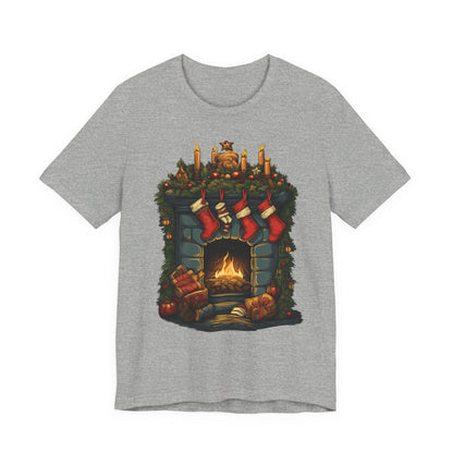 Christmas Fireplace T-Shirt Stockings Holiday Tee