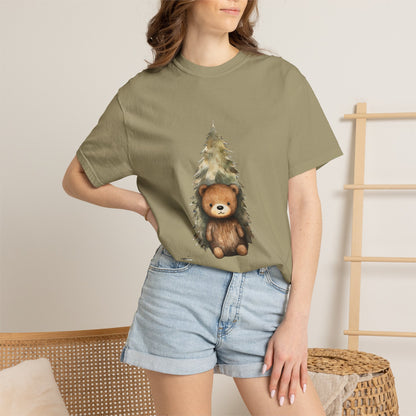 Christmas Bear Garment-Dyed Tee Watercolor Snow