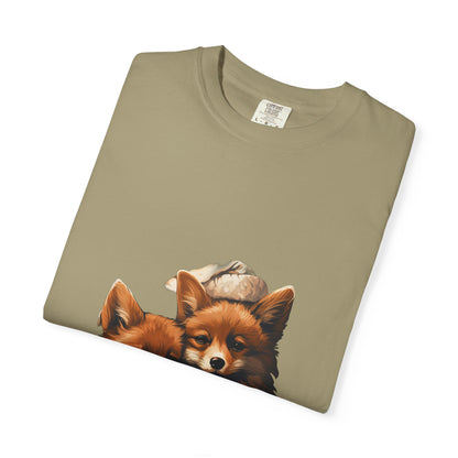 Christmas Fox Garment-Dyed Tee Cozy Winter Foxes