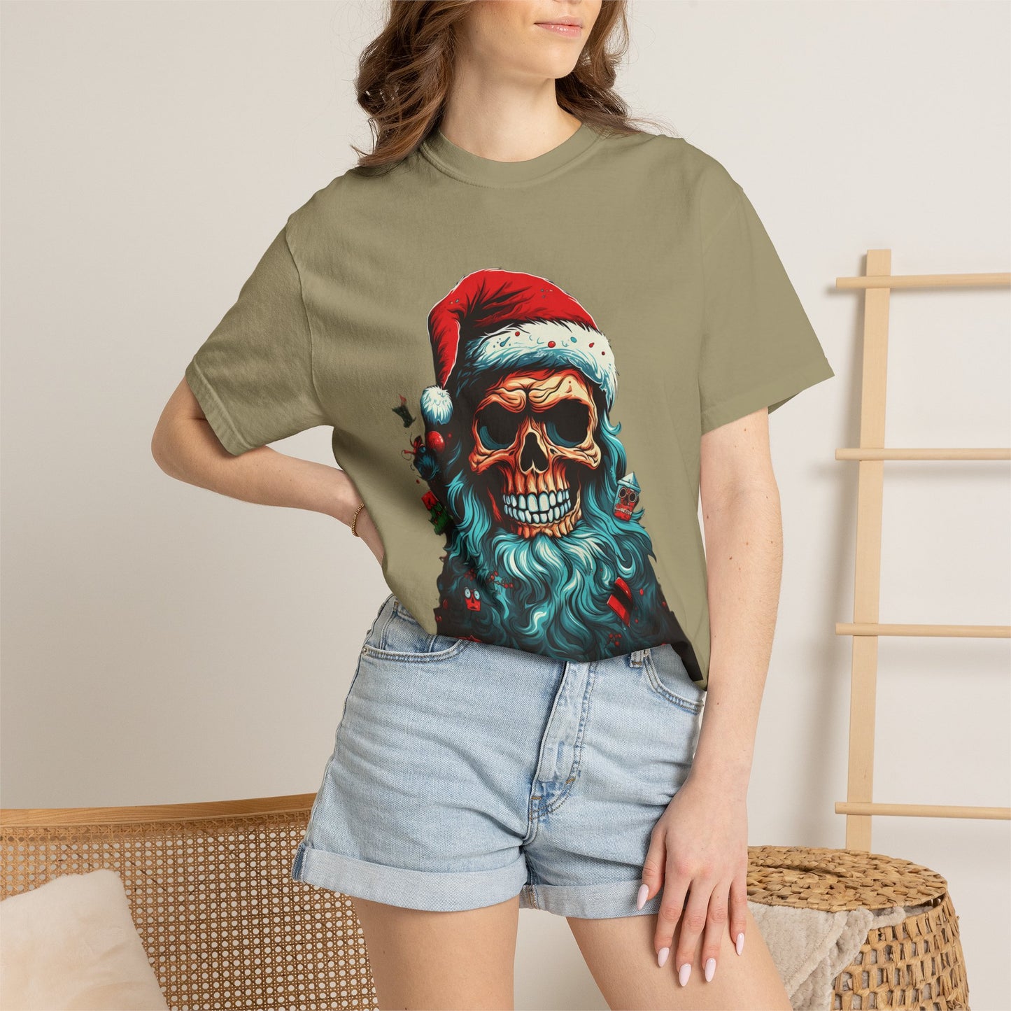 Skull Santa Christmas Garment-Dyed Tee