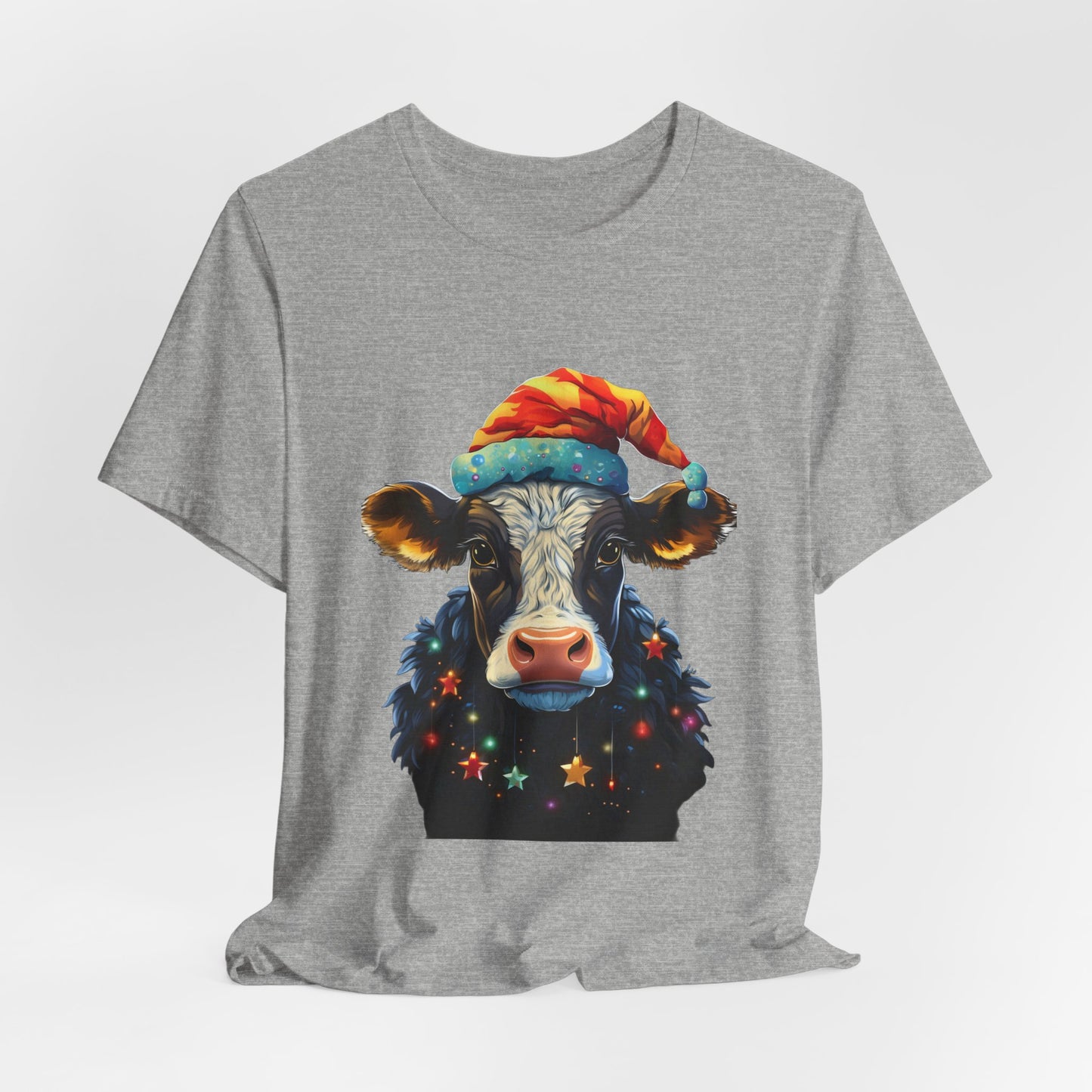Christmas Cow Santa Hat T-Shirt Festive Farm