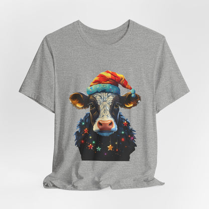 Christmas Cow Santa Hat T-Shirt Festive Farm
