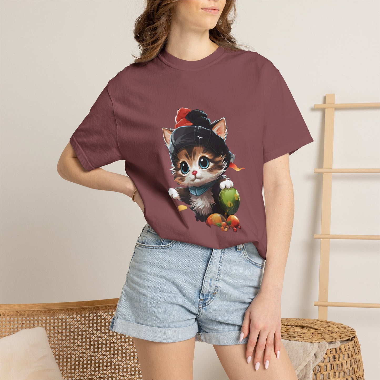 Christmas Kitten Garment-Dyed Tee Cute Cat Holiday