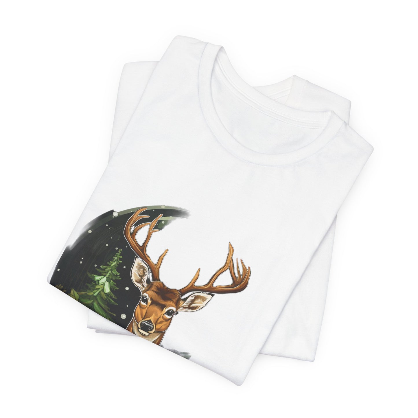 Christmas Deer T-Shirt Snowy Forest Buck Tee