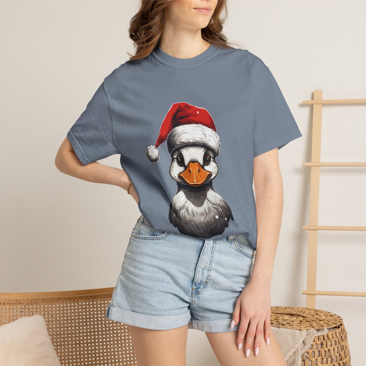 Christmas Duck Santa Hat Garment-Dyed Tee