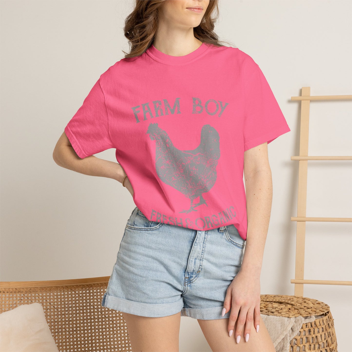 Farm Boy Rooster Garment-Dyed Heavyweight Tee
