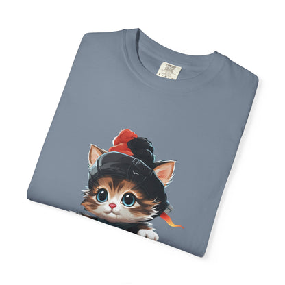 Christmas Kitten Garment-Dyed Tee Cute Cat Holiday