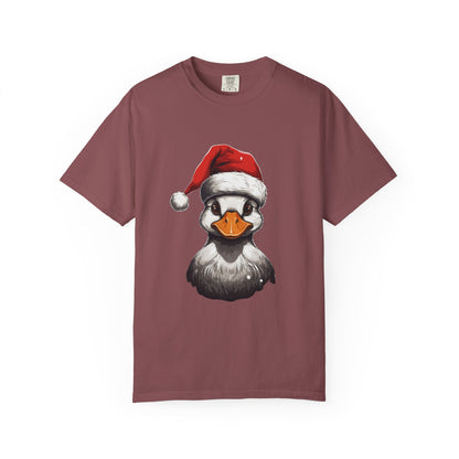 Christmas Duck Santa Hat Garment-Dyed Tee