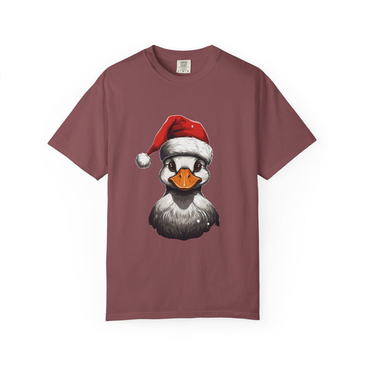 Christmas Duck Santa Hat Garment-Dyed Tee