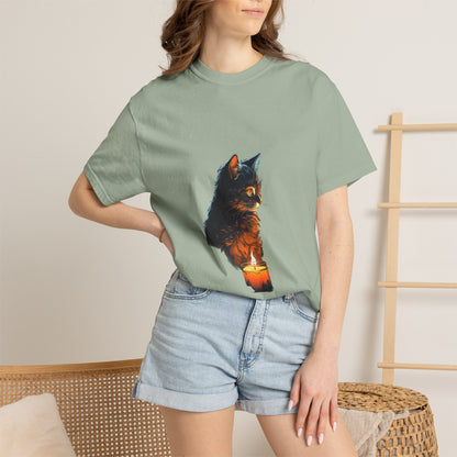 Cat by Candlelight Christmas Heavyweight Tee