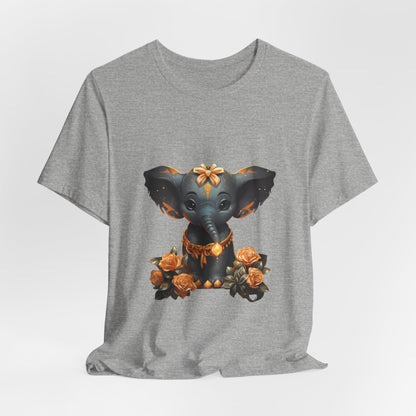 Cute Elephant T-Shirt Gold Roses Magical Art Tee