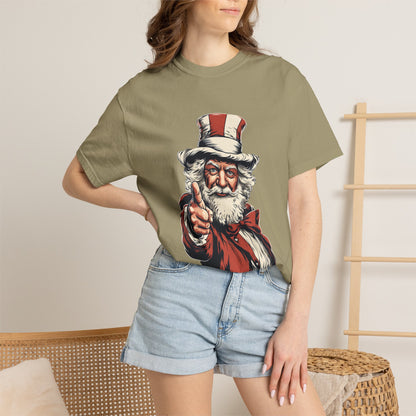 Patriotic Santa Garment-Dyed Tee Uncle Sam Christmas