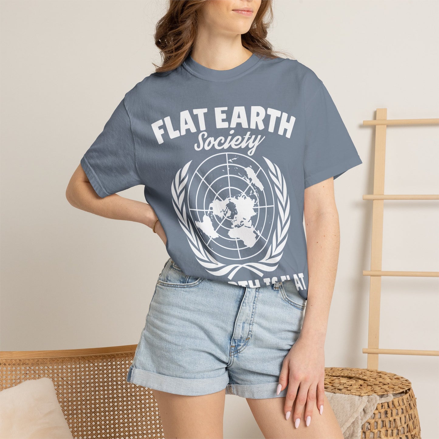 Flat Earth Society Tee - Garment-Dyed Globe Design