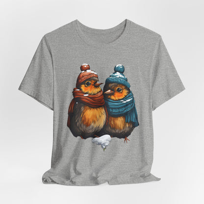 Christmas Birds T-Shirt Cozy Winter Robin Tee