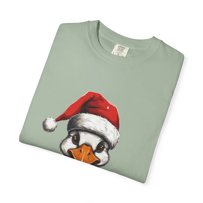 Christmas Duck Santa Hat Garment-Dyed Tee