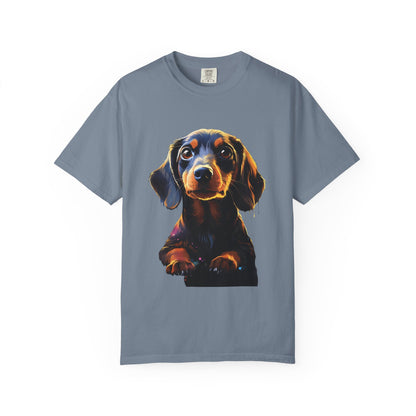 Dachshund Garment-Dyed Tee Neon Pop Art Wiener Dog