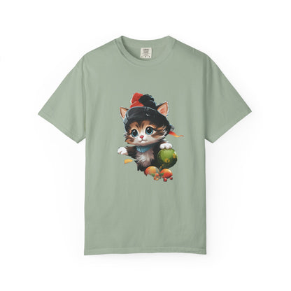 Christmas Kitten Garment-Dyed Tee Cute Cat Holiday