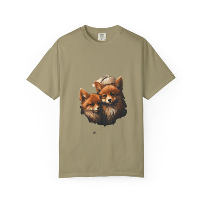 Christmas Fox Garment-Dyed Tee Cozy Winter Foxes