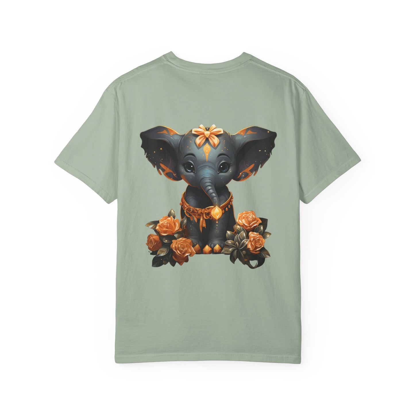 Cute Elephant Tee Gold Roses Garment-Dyed Shirt