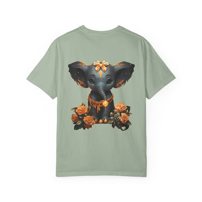Cute Elephant Tee Gold Roses Garment-Dyed Shirt