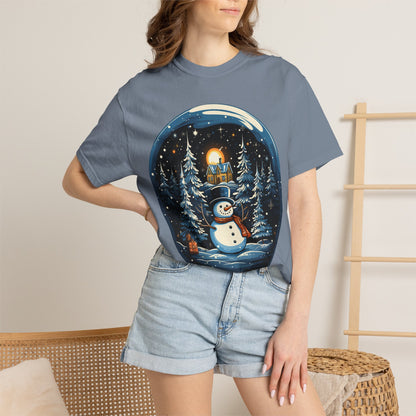 Snowman Snow Globe Christmas Heavyweight Tee