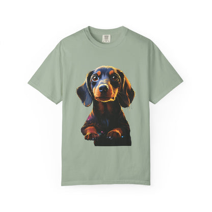 Dachshund Garment-Dyed Tee Neon Pop Art Wiener Dog