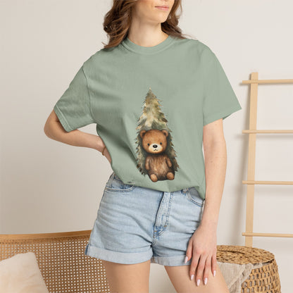 Christmas Bear Garment-Dyed Tee Watercolor Snow
