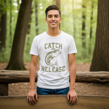 Catch and Release Fishing T-Shirt Retro Bass Tee lifestyle photo