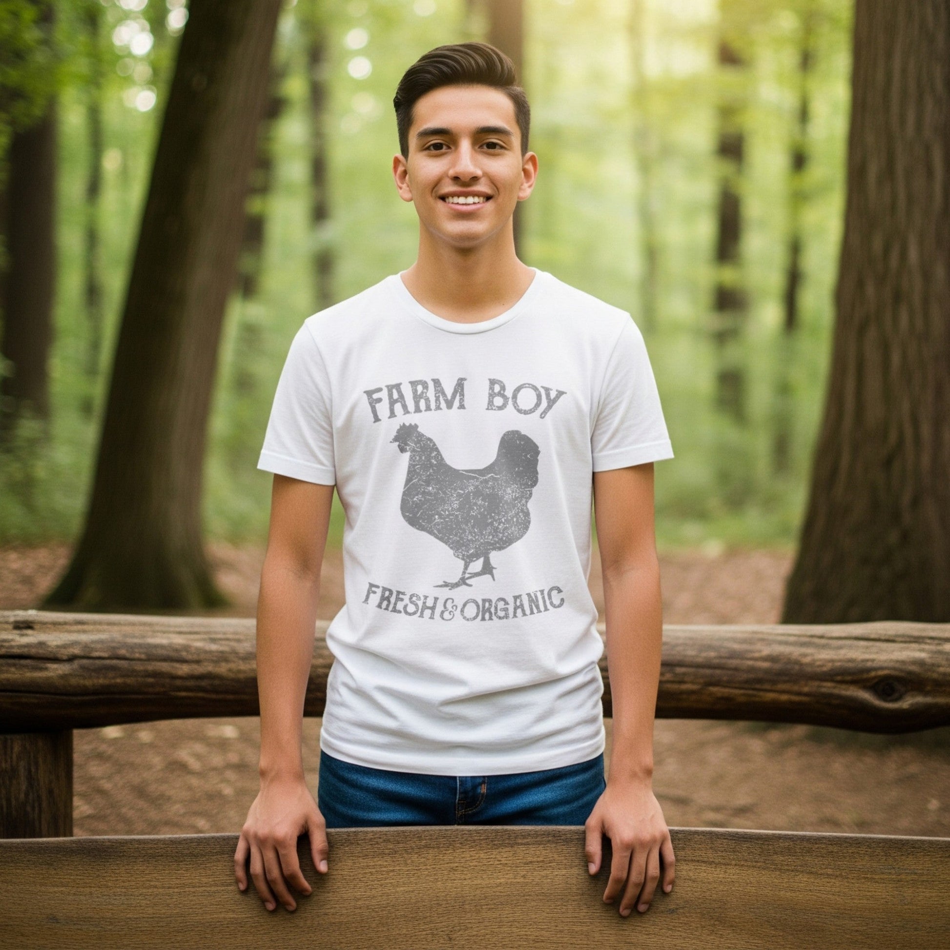 Farm Boy T-Shirt Fresh Organic Rooster Tee lifestyle photo