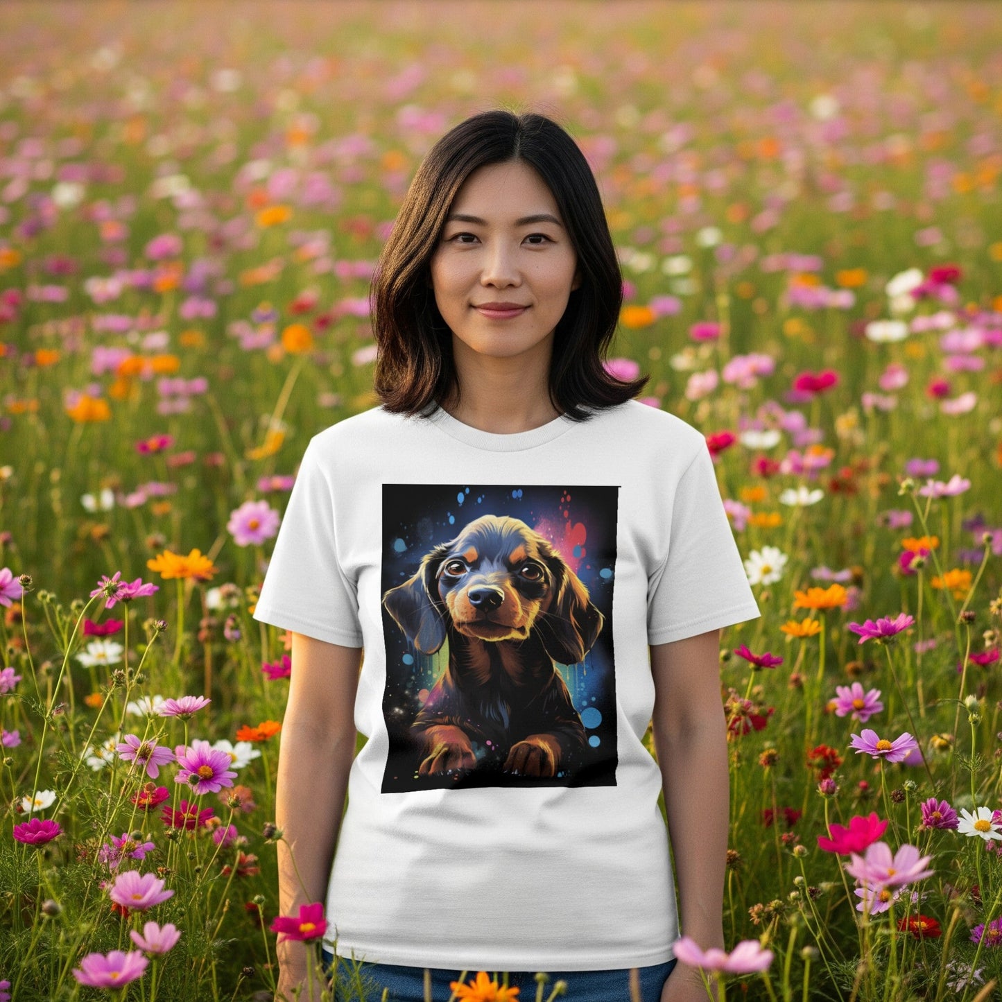 Dachshund T-Shirt Neon Pop Art Wiener Dog Tee lifestyle photo