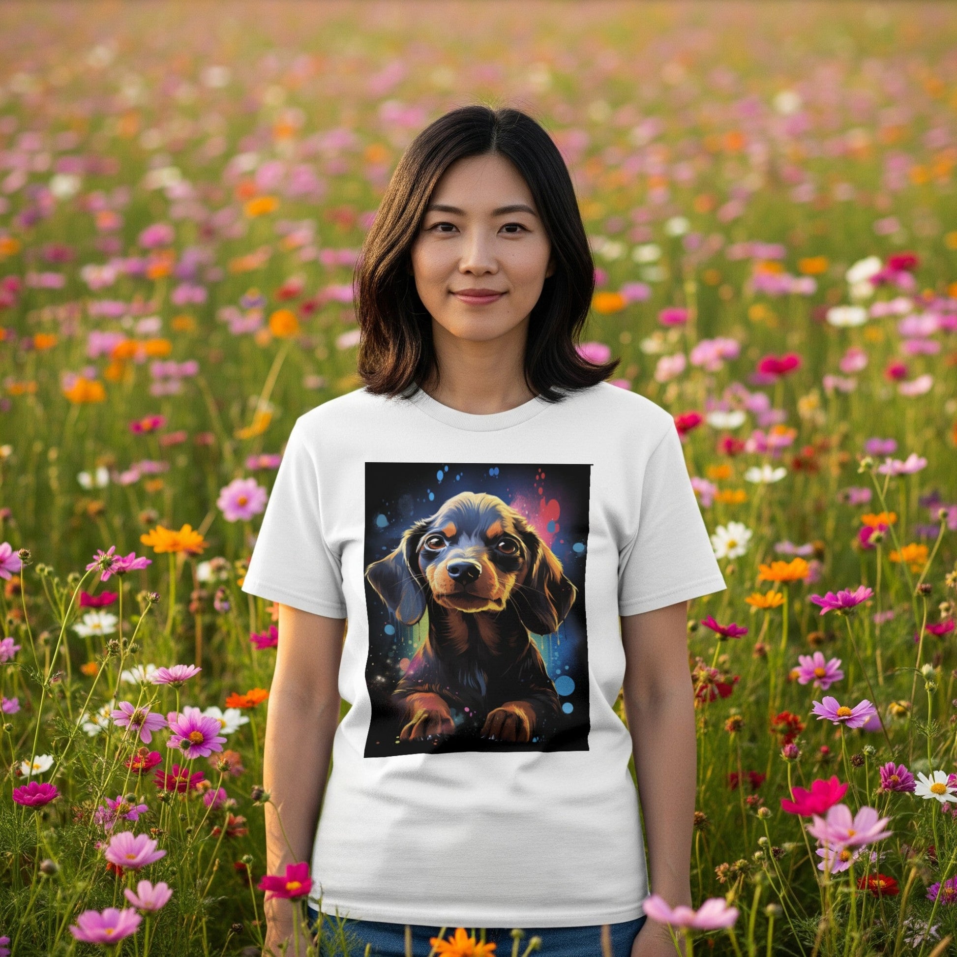Dachshund T-Shirt Neon Pop Art Wiener Dog Tee lifestyle photo