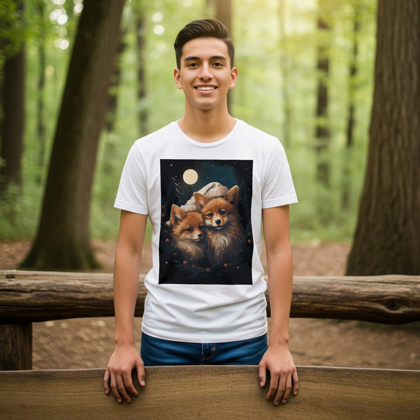 Christmas Fox T-Shirt Cozy Winter Night Foxes Tee lifestyle photo