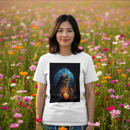 Cat by Candlelight Christmas T-Shirt lifestyle photo