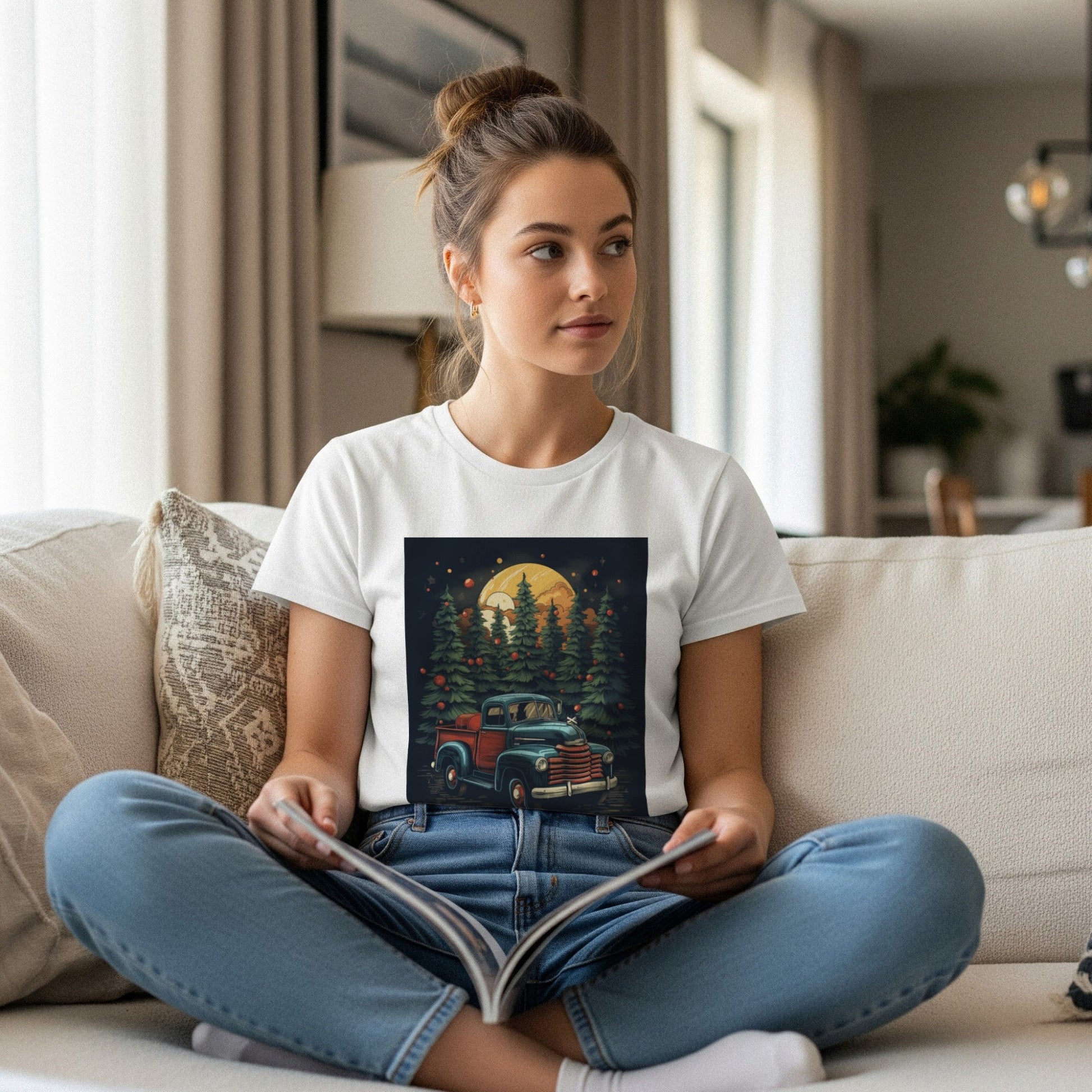 Vintage Christmas Truck T-Shirt Retro Holiday lifestyle photo