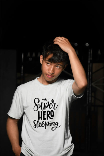 A Super Hero Sleeping Kids T-Shirt lifestyle photo