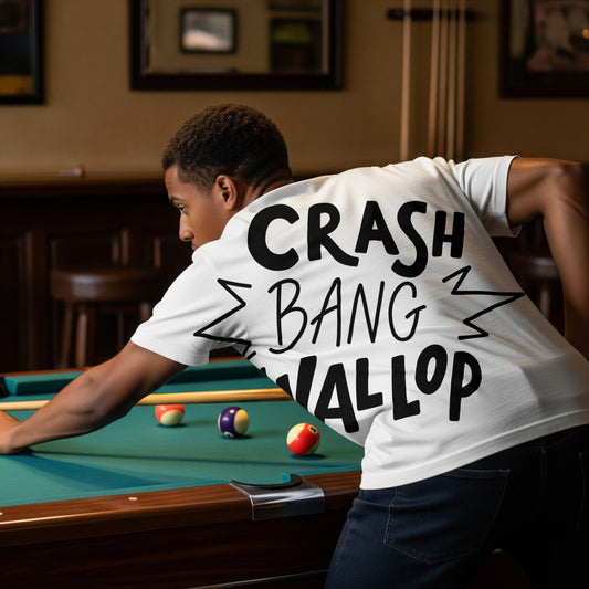 Crash Bang Wallop T-Shirt Comic Typography lifestyle photo