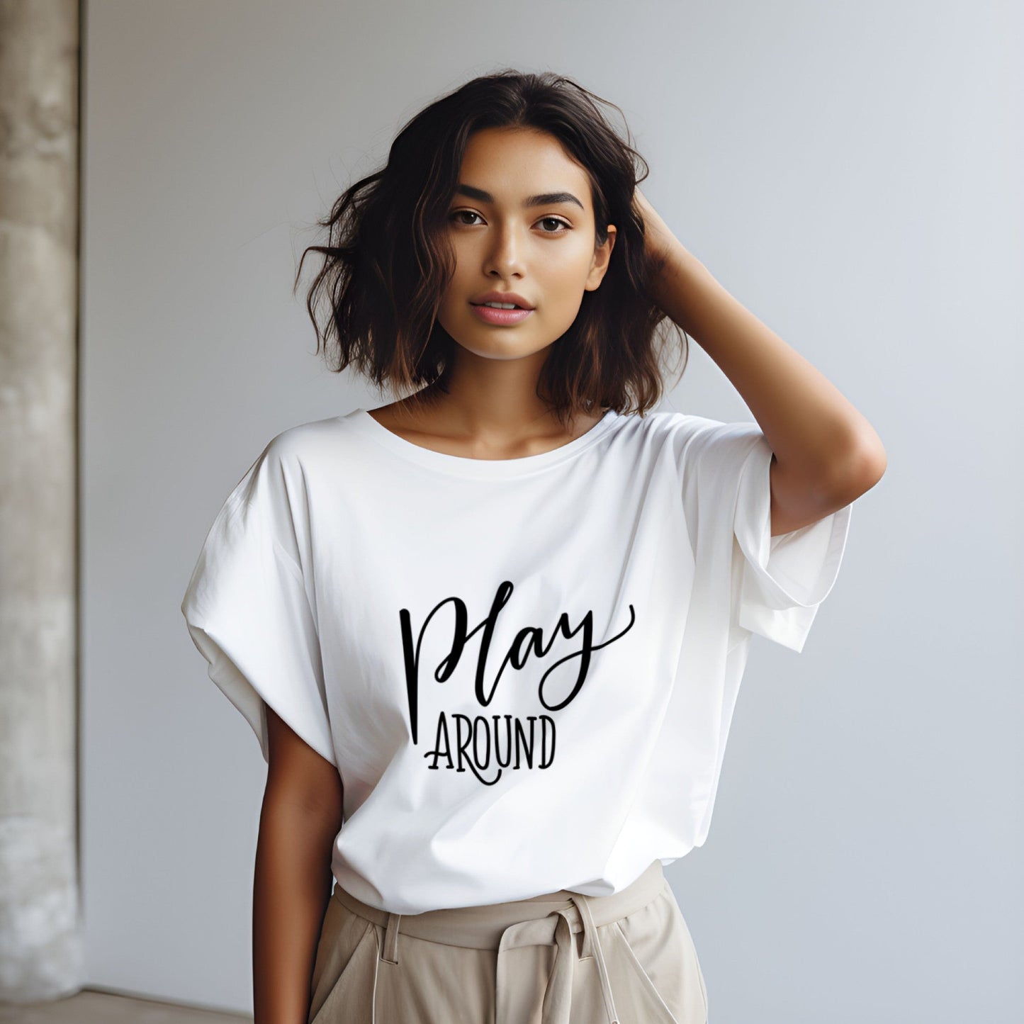 Play Around T-Shirt Fun Lettering Graphic Tee lifestyle photo
