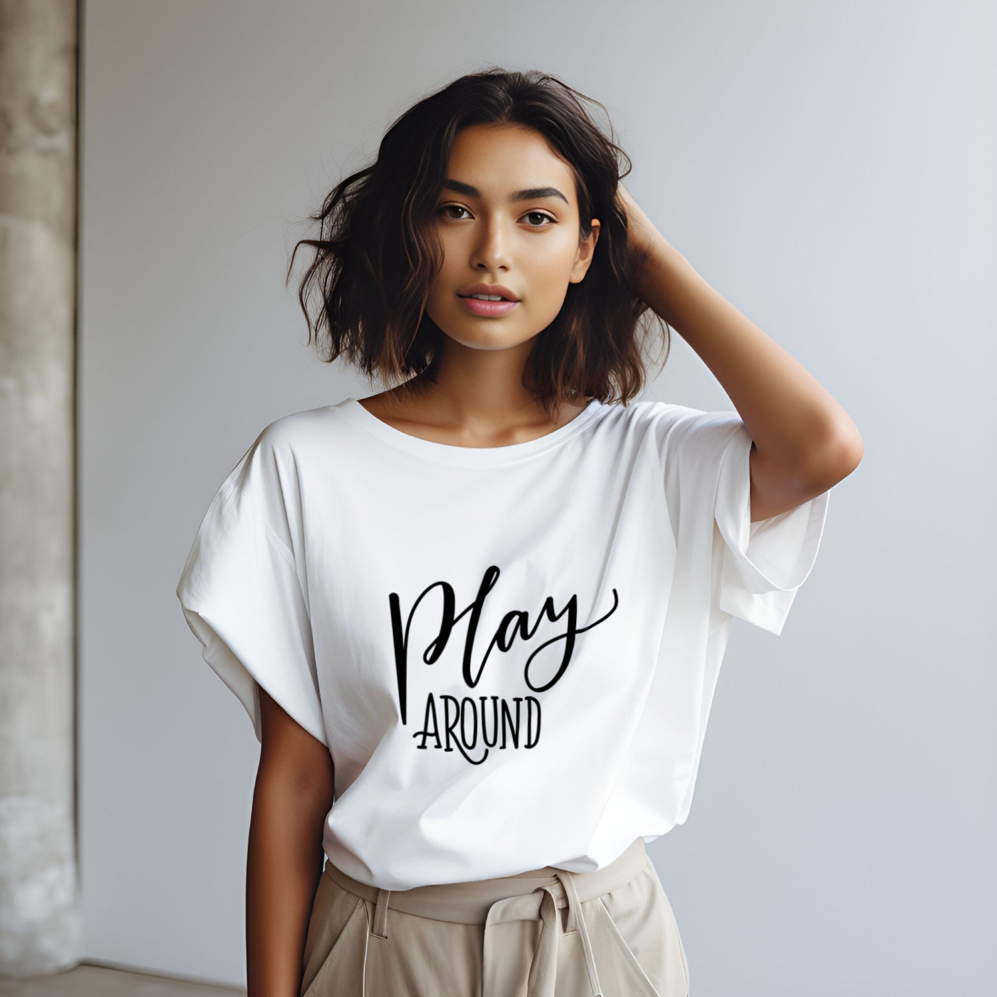 Play Around T-Shirt Fun Lettering Graphic Tee lifestyle photo