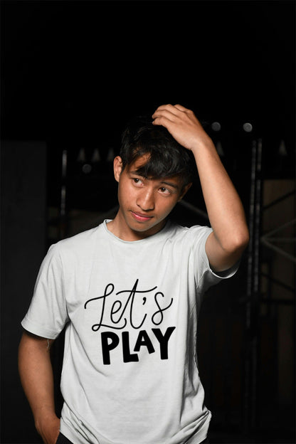 Let's Play Kids T-Shirt Fun Hand Lettered Tee lifestyle photo