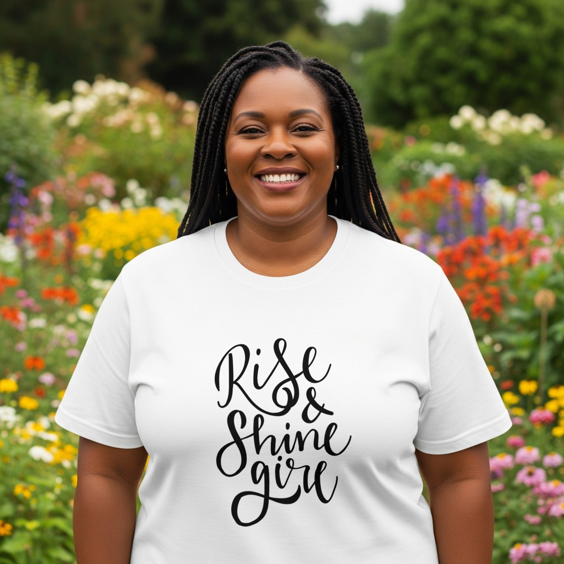 Rise & Shine Girl T-Shirt Cursive Script Tee lifestyle photo